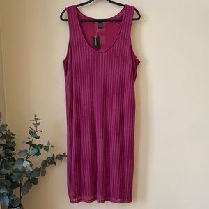 Ashley Stewart Plus Sleeveless Magenta Long Top